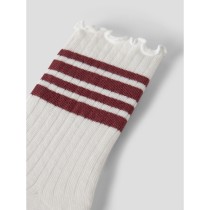NAME IT Nkfsille Stripe Sock - Cloud Dancer Oxblood Red